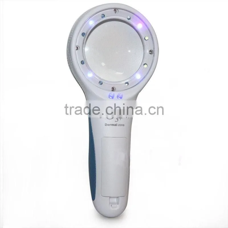 Mini Magnifier skin detection 8 white lights and 6 bule lights check Pigmented skin and Dead skin