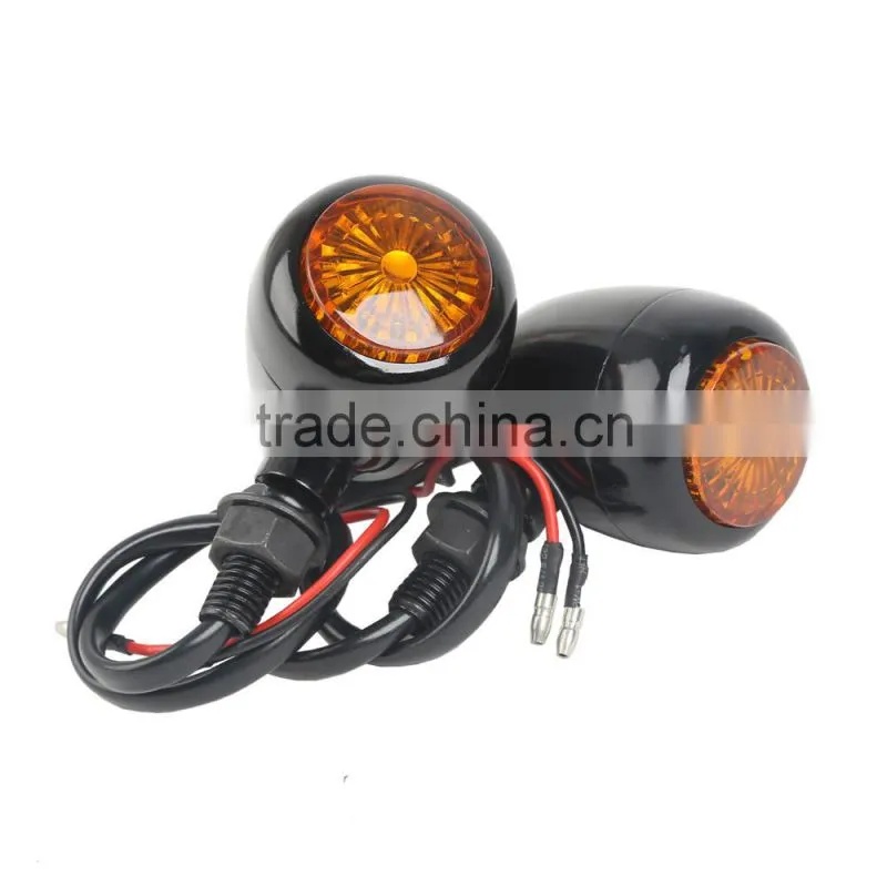 Black Metal Mini Bullet Turn Signal Blinker Amber Len For Choppers Bobber