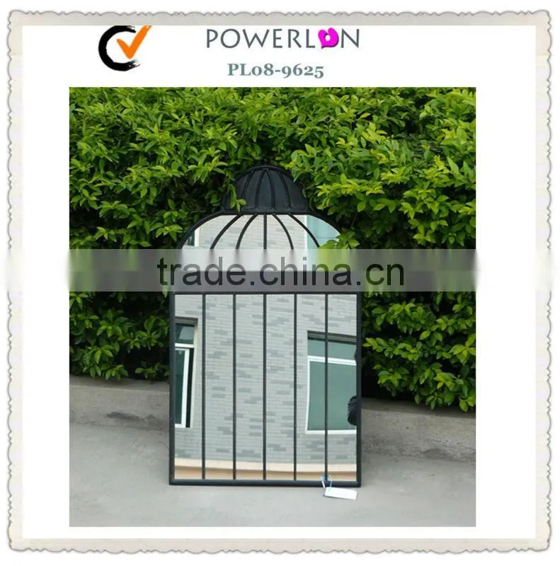 Antique Iron Frame Garden Round Wall Mirror