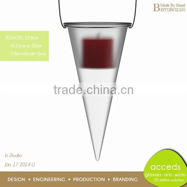 Wholesale Fashional Pyrex Glass Hanging Tea Light Candle Holders