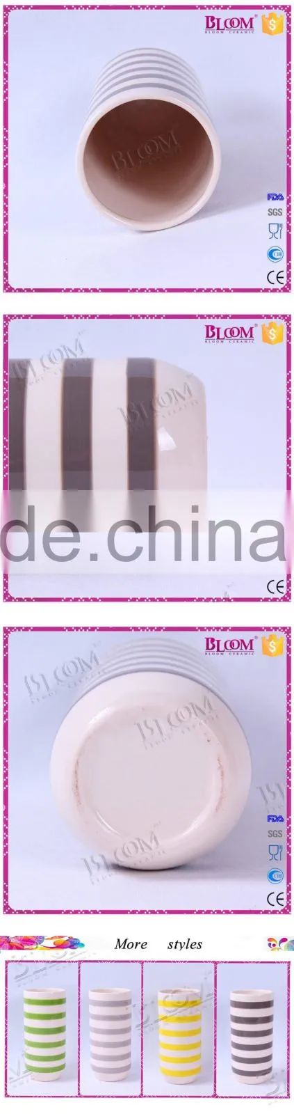 simple design glazed ceramic round tall vase flower
