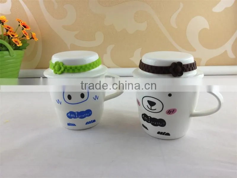 2pcs ceramic couple mug cup with lovely decal printed