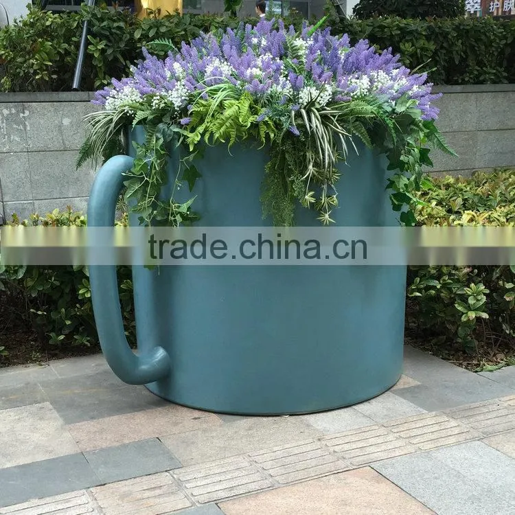 Fiberglass big teacup flowerpot