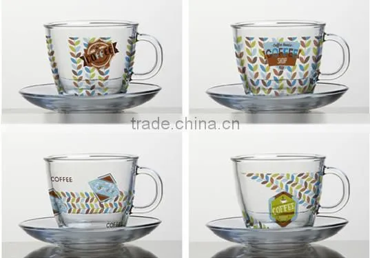 6oz 8oz 10oz 12oz Caffe Latte Espresso Cappuccino color printing glass coffee mug