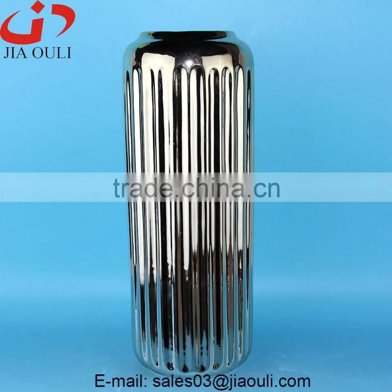 High Quality home decor plating silver ceramic vase, plating vase