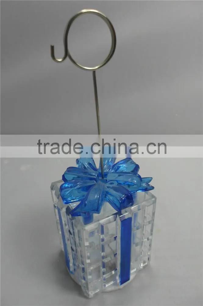 Holiday Party Placecard Favor in Gift Box Shape with a Blue or Green Ribbon