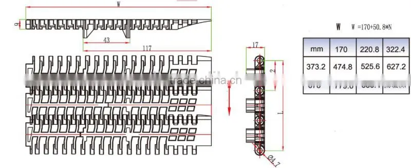 900 series flat top chain dynamic filter modular plastic conveyor belt