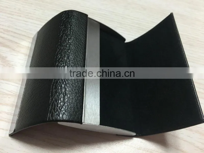 Double side PU leather&Metal business card holder /name card holder