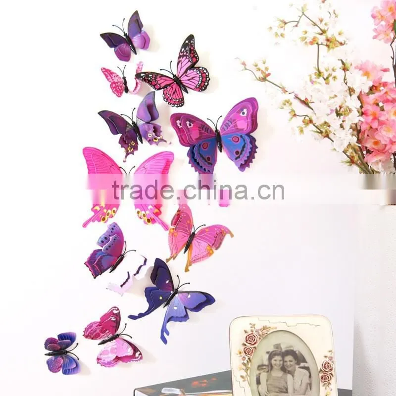 Bilayer 3D Butterfly Wall Sticker Double-deck Butterflies Decor Wall Sticker Decorative Twin-layer