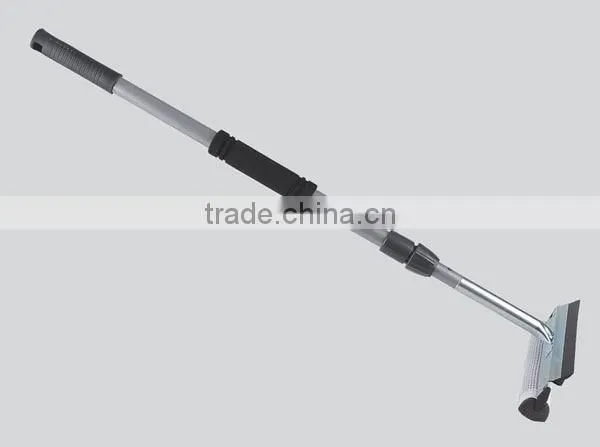 Telescopic glass window wiper with squeegee