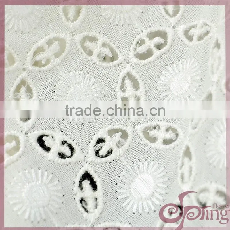 Off-white hollow out small floral embroidery fabric, vintage cotton lace fabric