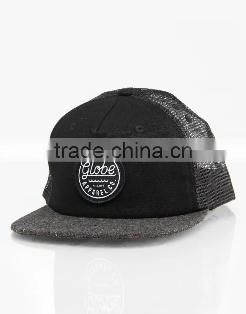5 Panel Embroidery Patch Flat Brim Custom Cheap Trucker Cap