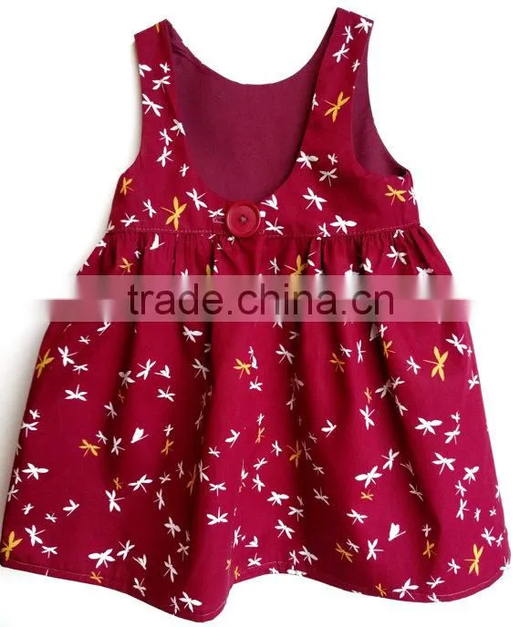 New Fashion Pure Cotton In Red Color Baby Girls Dress Summer