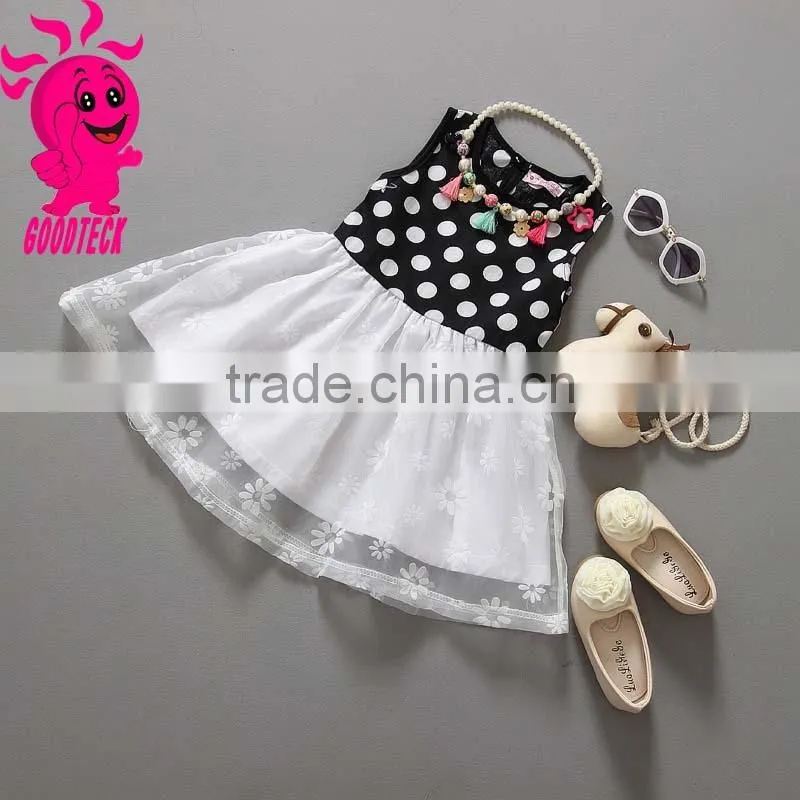 New arrival wholesale children sleeveless polka dot party dress