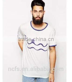 contrast trims tee shirt custom t shirts wave printing