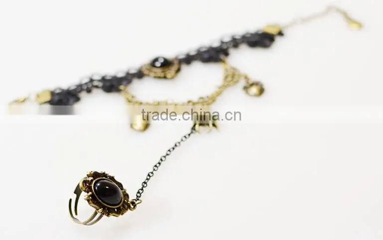 Handcraft lace bracelet ring sets with rhinestones fashion palace national jewelry sets