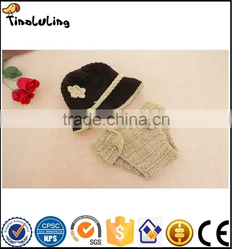 NPT50 Tinaluling Newborn Baby Photography Prop Handmade Crochet Knit Cowboy Hat boots clothes