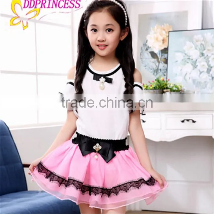 fashion lace big bow ball gown girls two-piece dress princess dress for children