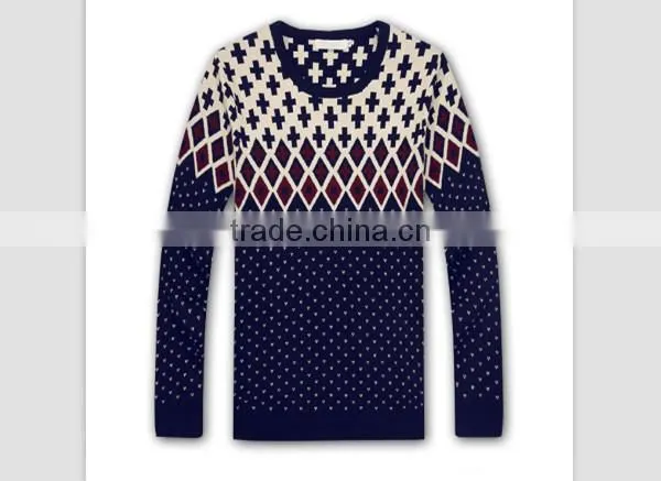 100% cotton geometric designs cheap men sweater