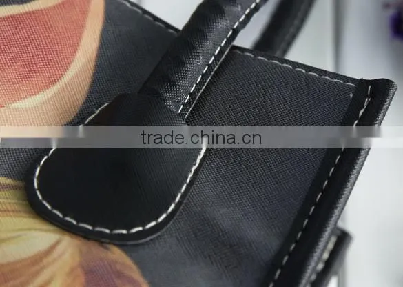 2014 Women Fashion Synthetic Leather Handbag Printing Bag Oil Painting Small Handbag SV009434#