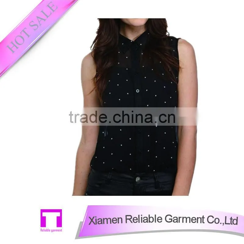Sexy chiffon blouse with polka dot elegant nice blouses