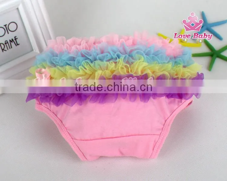 Hot Sale Adorable Solid Color Baby Lace Bloomers Wholesale Lace Ruffle Cotton Bloomers