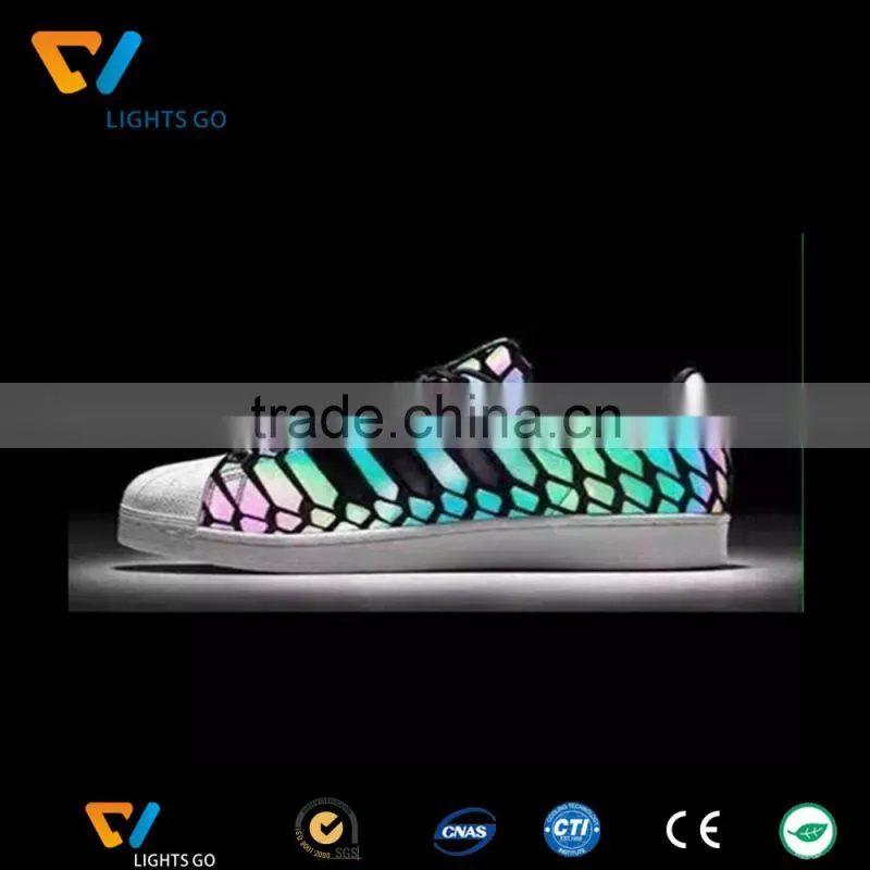 silver reflective raw material for sport shoes, reflective rainbow color PU leather