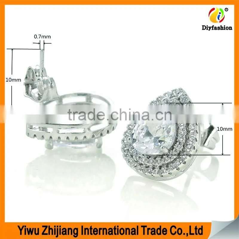 Double drainage drops set auger Inlay zircon stud earring