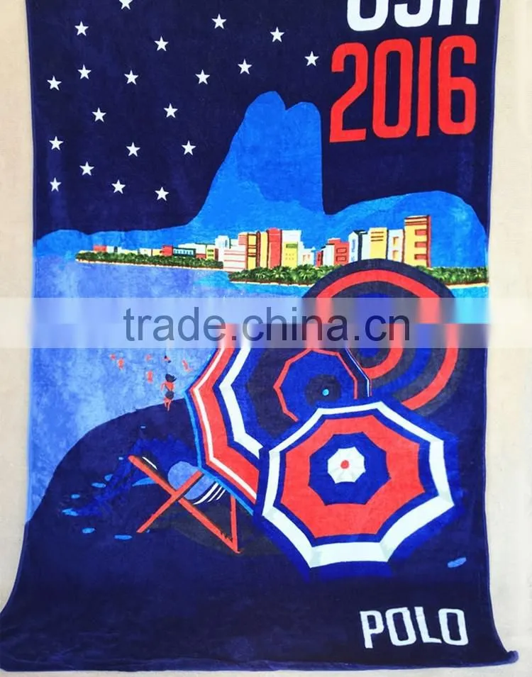 Soft touch reactive print microfiber swimming towel