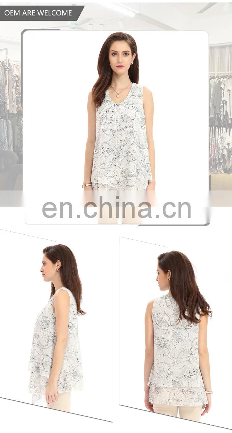 2017 Korean New Style Elegant Printed Sleeveless Blouse Women Summer
