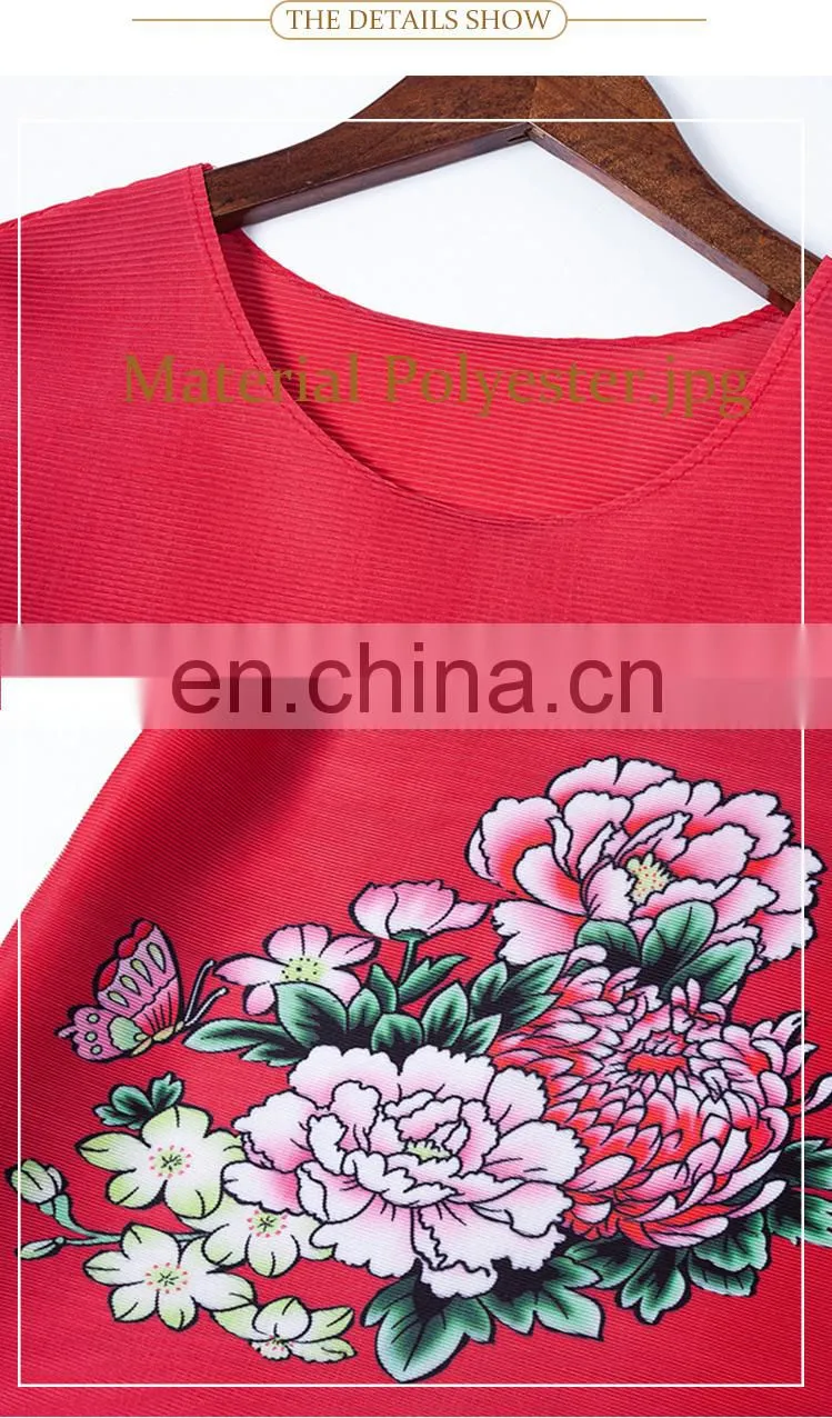 2017 Prints flower ladies fashion pleated women clothes ladies dress