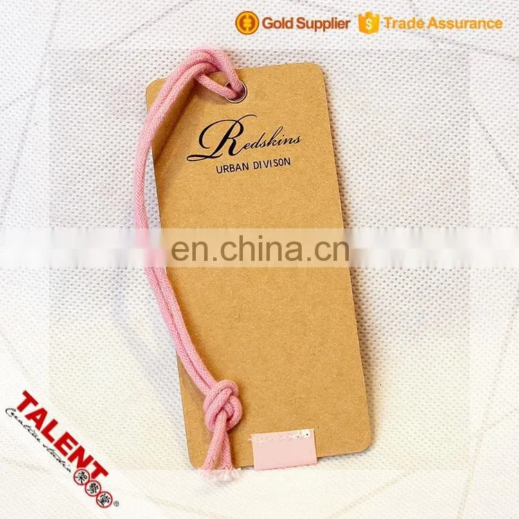 custom printed kraft paper garment hang tag with metal eyelet cotton string