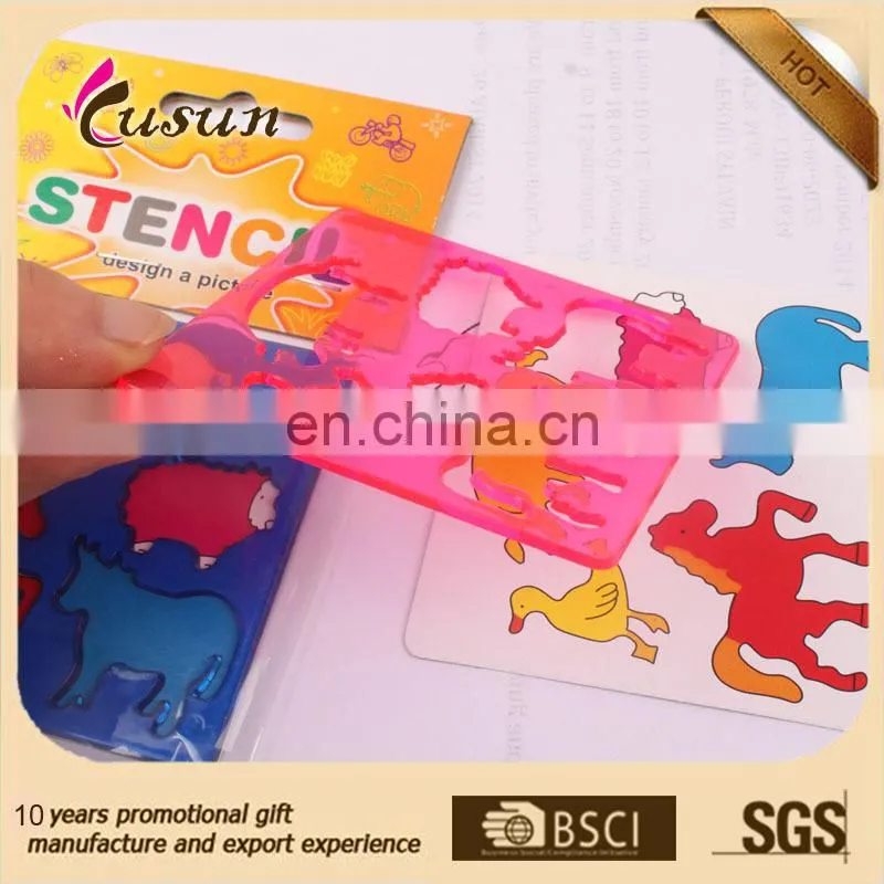 Funny and plastic novetly promotion cartoon animal stencil ruler for kids