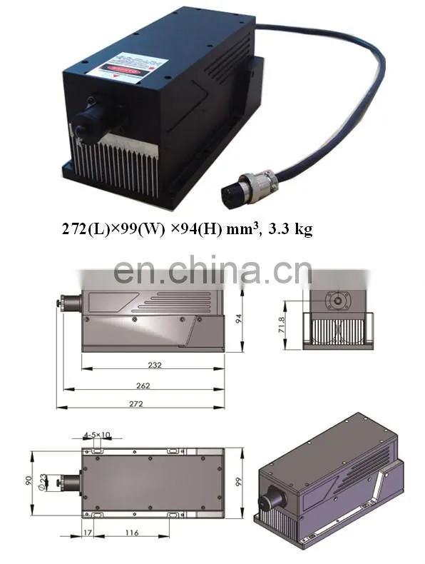 High Peak Power 400uJ/ 2W IR 1064nm AOM/ Actively Q-switched Laser