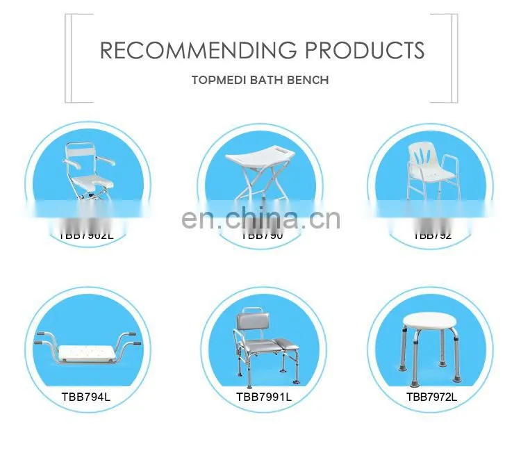 Topmedi folding bath & shower chair with wheels for disabled and elederly