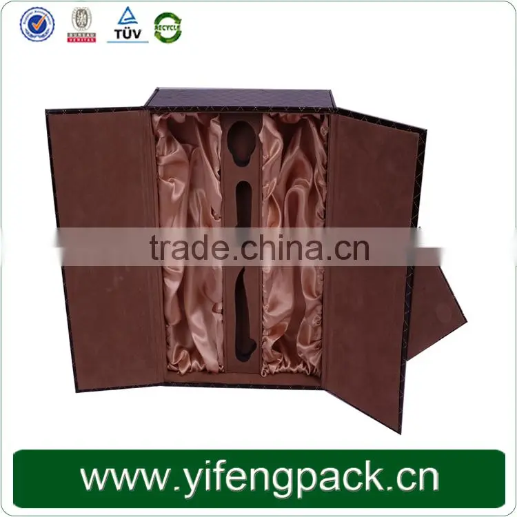wholesale black PU leather wine bottle gift box