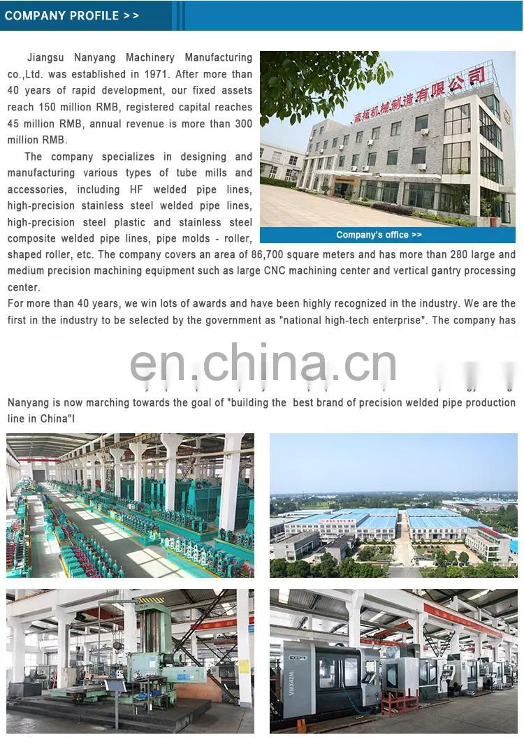 Nanyang Forming Welding Sizing Machine Tube Mill Pipe Making Machinery