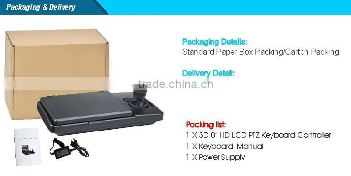 8 inch LCD 3D IP PTZ Keyboard Controller Work with RS485 Speed Dome Controller