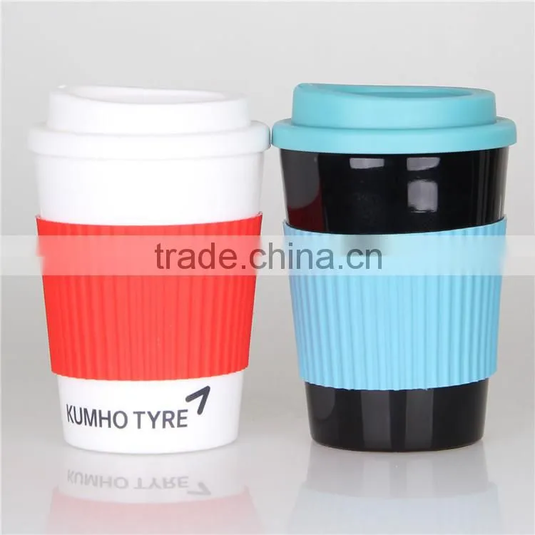 superior design BPA Free pp plastic coffee mug with a handle, colorful painting