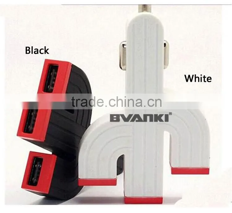 2016 new Electric Type and Mobile Phone Use fast charge cheap price 3 in 1 Car Charger Cactus Triple 3 USB Ports usb Car Charger