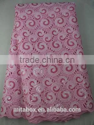 African organza lace fabric In Switzerland design with sequins for parties dresses OG0181pink