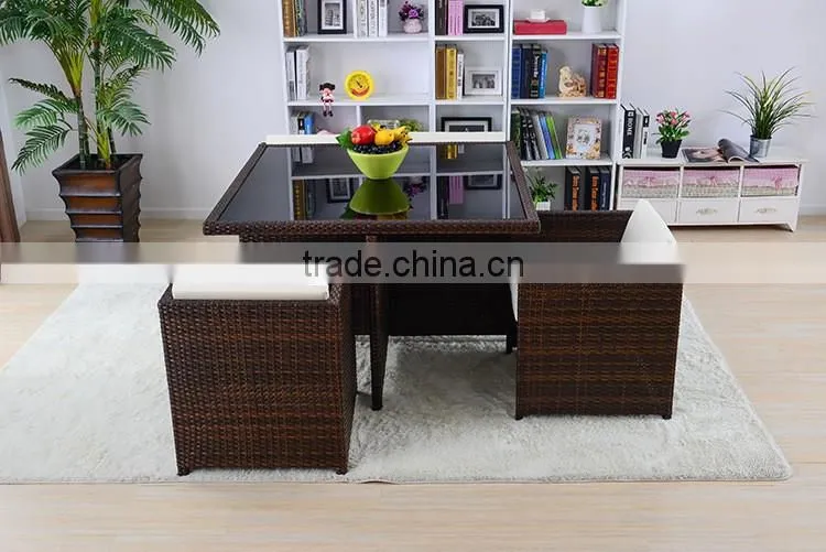 Simple Design Dining Room Furniture Garden 4 Chairs Rattan Wicker Outdoor Tea Dinning Table Set
