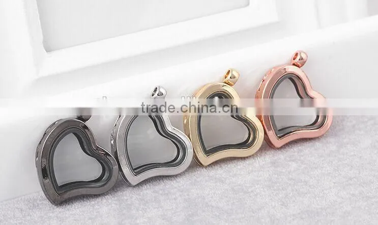 Smooth heart various locket yiwu jewelry manufacturer fashion jewelry with full crystal rhinestone
