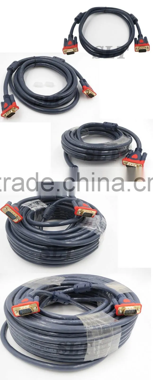 High quality hot sale vga extension cable 15pin full copper vga cable 10 m male to male
