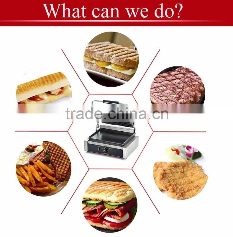 High quality sandwich maker commercial panini contact grill kitchen equipment 1 plate