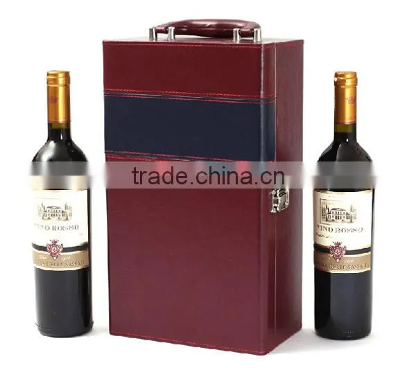 Exquisite Design Top Quality leather wine carry case