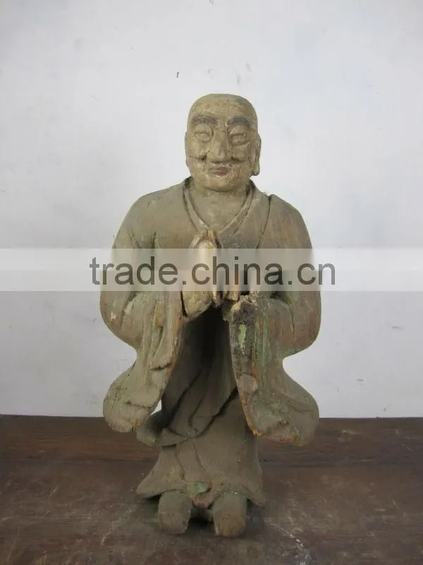 wood laughing buddha statu