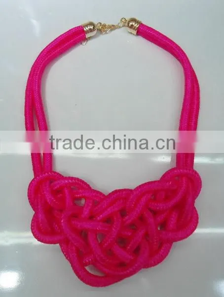 Neon colored braided fashion rope handmade necklace
