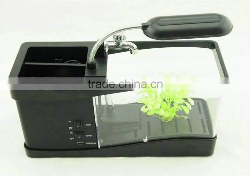 Desktop usb mini fish tank aquarium with running water