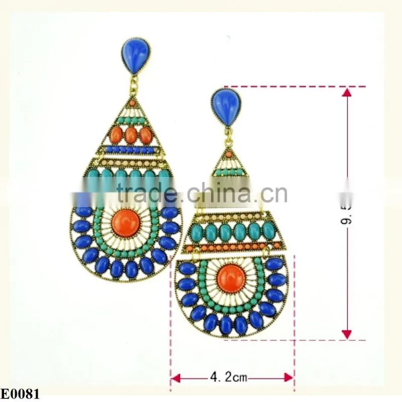 2016Fashion Drop gemstone Restore ancient ways Earring E0081